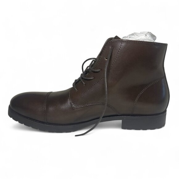 The Men's Store at Bloomingdales Brown Lace up Cap Toe Boots Shoes Sz 10.5 NIB - Picture 9 of 13